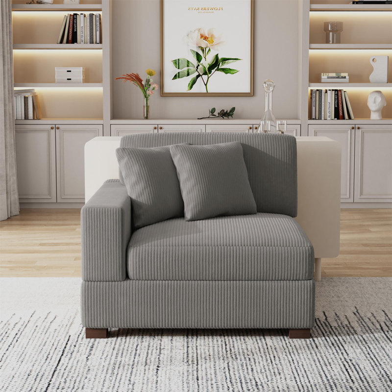 Fauteuil en velours côtelé Yalisa, Velours côtelé gris pâle