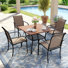 Ensemble de salle à manger de patio pour 4 personnes avec chaises empilables PVC-coated polyester