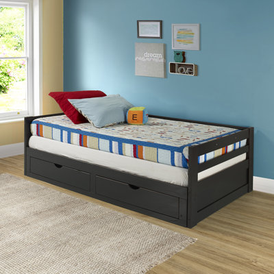 Fern Rock Twin to King Solid Wood Extendable Daybed with 2 Storage Drawers and Trundle Guest bed