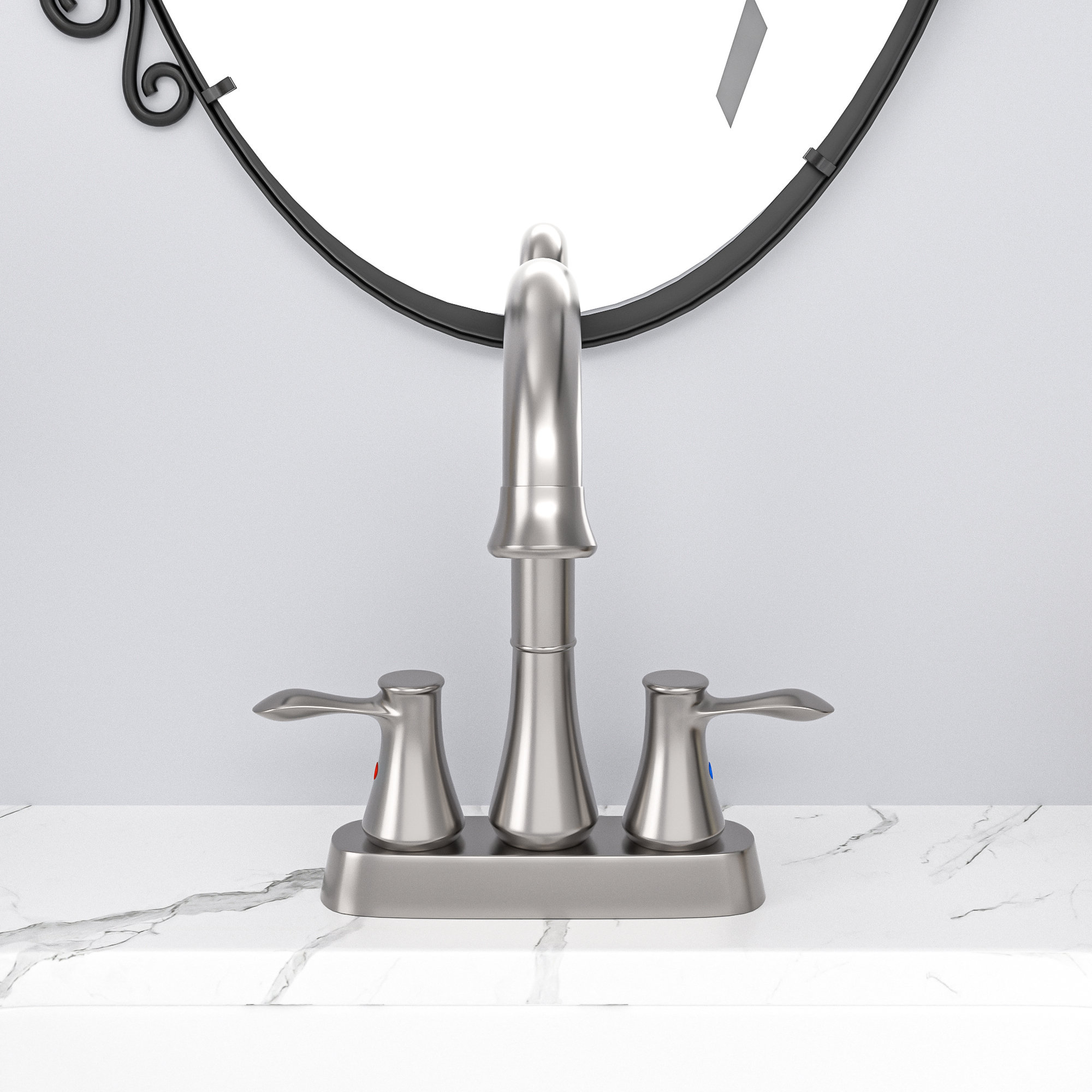 Mocoloo 2 Handle Centerset Bathroom Faucet with Pop-Up Drain Assembly ...