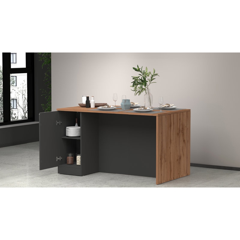 Caymitte Wood Kitchen Island, Anthracite Grey/Oak