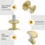 Lot de 5 boutons de meubles en laiton brossé, poignées de tiroir rondes dorées, poignées de meuble de cuisine en alliage de zinc massif pour salle de bain et commode-136359624