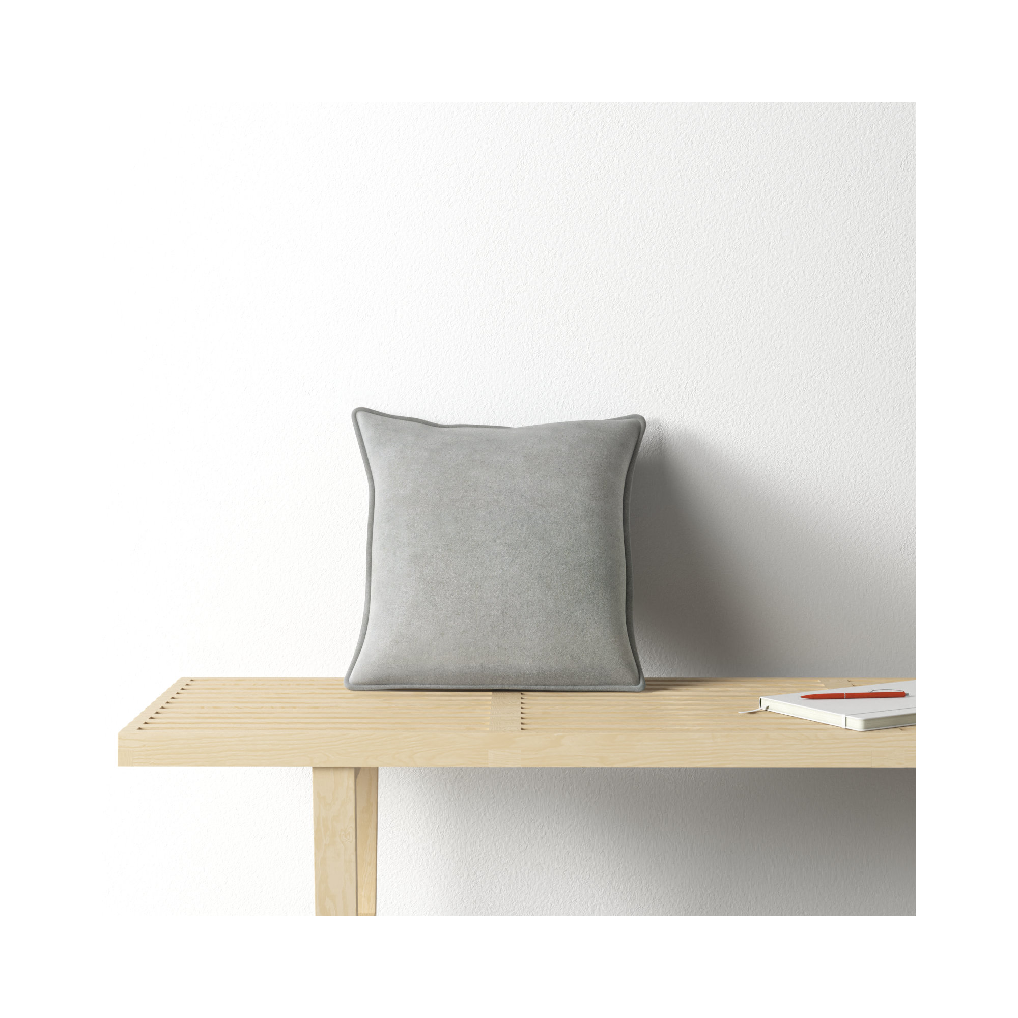 Edgar 100% Cotton Throw Pillow, Medium Gray, Down, 22"H x 22"W