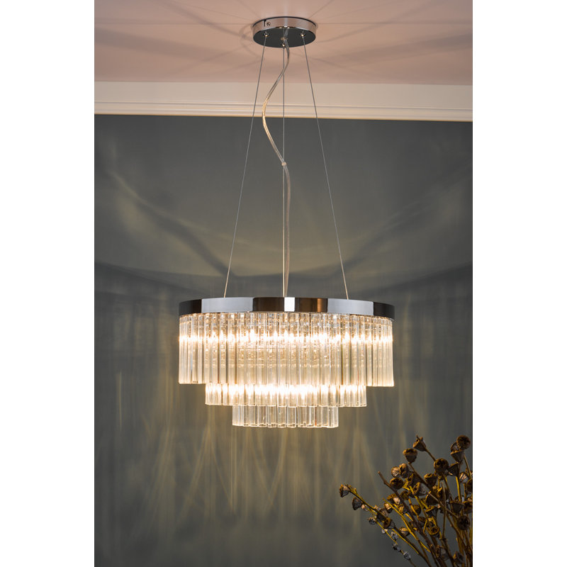 5 - Light Crystal Chandelier, Polished Chrome