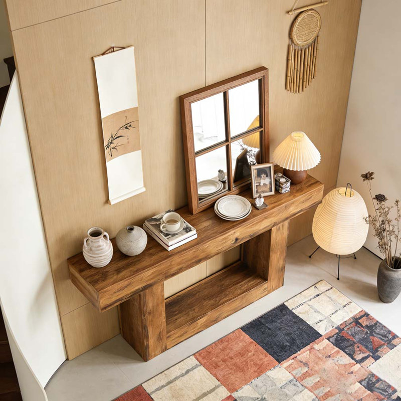 2-Tier Hall Table,Sofa Table,Console Table, Rustic Brown