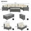 Ensemble de canapé modulaire en osier 8 pièces pour l'extérieur, ensemble de conversation demi-lune avec table basse rectangulaire pour la cour et la piscine-1119966170