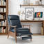 Fauteuil inclinable moderne avec accoudoirs en bois - Revêtement en cuir gélifié et confort sans effort | Support en mousse facile à nettoyer-1073690378