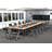 Tables Training Meeting Seminar Classroom 7Pc Beech Folding Industrial Caster Z-Base. Tables Connect.  Modesty Panel, Shelf, Power+Usb Outlet. Fold+Nest For Storage (Seating Not Included).