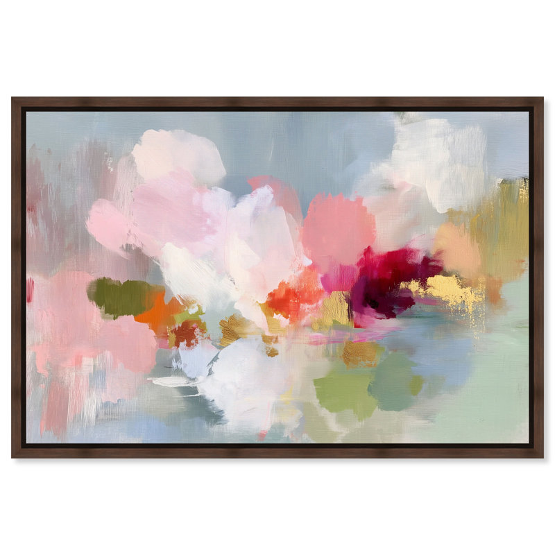 "Floral Haze III", reproduction murale encadrée rose par Art Remedy, cadre blanc, 15 x 10, H 11 po x l 16 po, White Frame