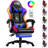 RGB LED Lights Gaming Chair with Footrest and Lumbar Massager for Adults and Kids-1596828674