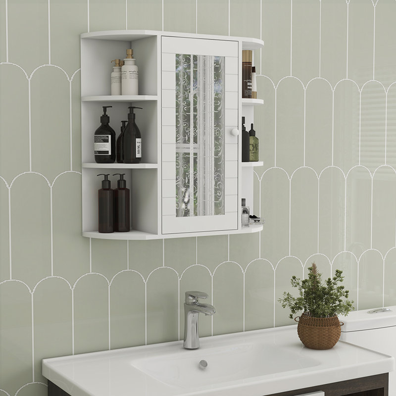 Armoire de salle de bain murale avec porte miroir