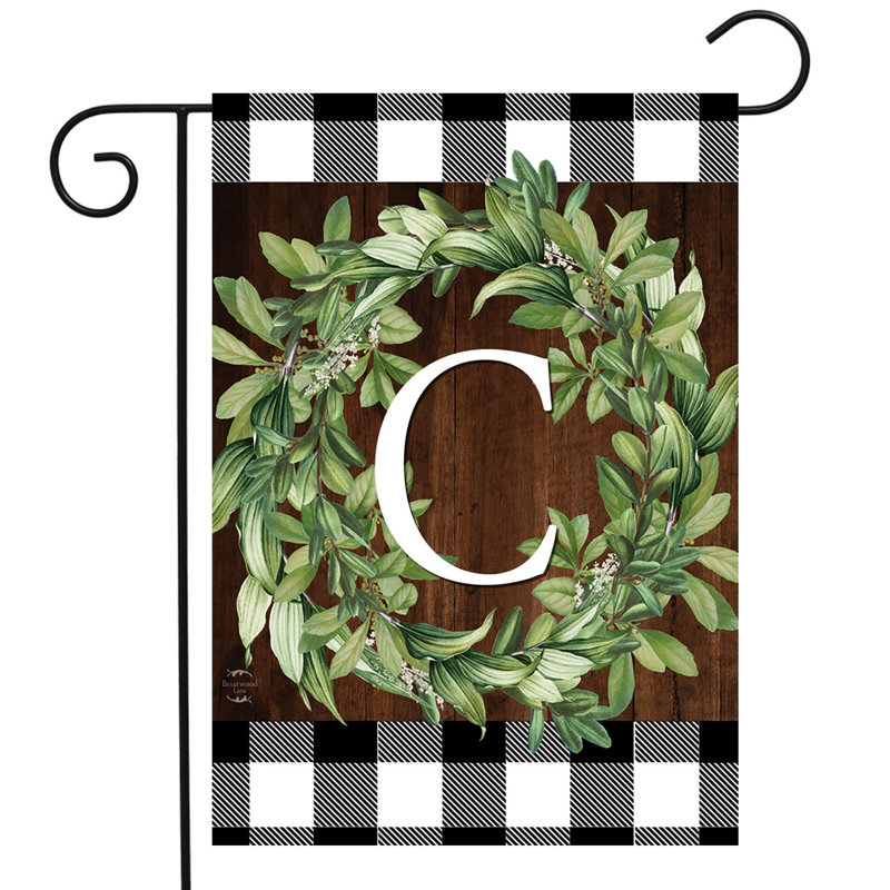 Wreath Monogram C Garden Flag