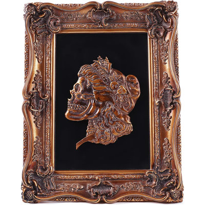 Skull Ornaments Gothic Wall Sculpture Vintage Wall Sculptures Antique Wall Art Hand Painted Wall Hanging Skull Decoration Antique Pediment Wall Statue Gallery,Bronze Gold