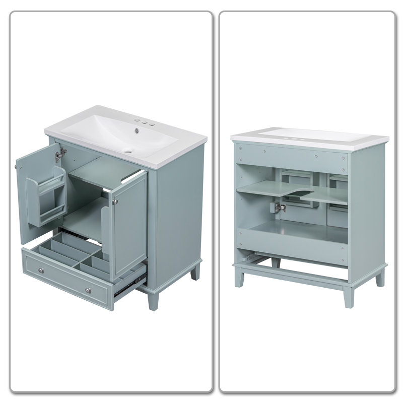 Ensemble de meuble-lavabo simple 30 po Raene, Bleu-vert clair