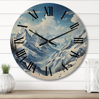 Horloge murale Winter Snowy Peaks I - Paysages