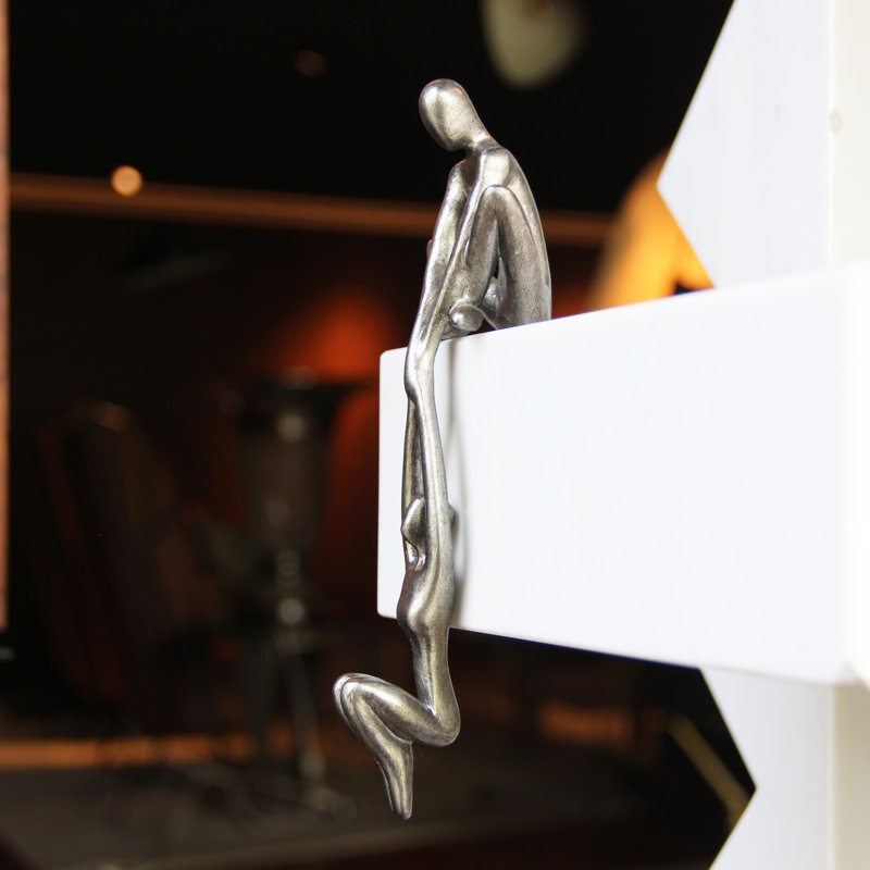 Adam & Friends Home Decor Man Lifting Woman Onto Ledge Sculpture | 1-Piece, Pewter