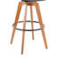 Tabouret de bar à hauteur fixe avec pivot en bambou et similicuir avec repose-pieds rond en métal noir-237536201