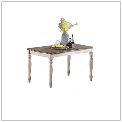 Transitional Style 1Pc Dining Table Antique White W Oak Top Rectangle Table Kitchen Dining Room