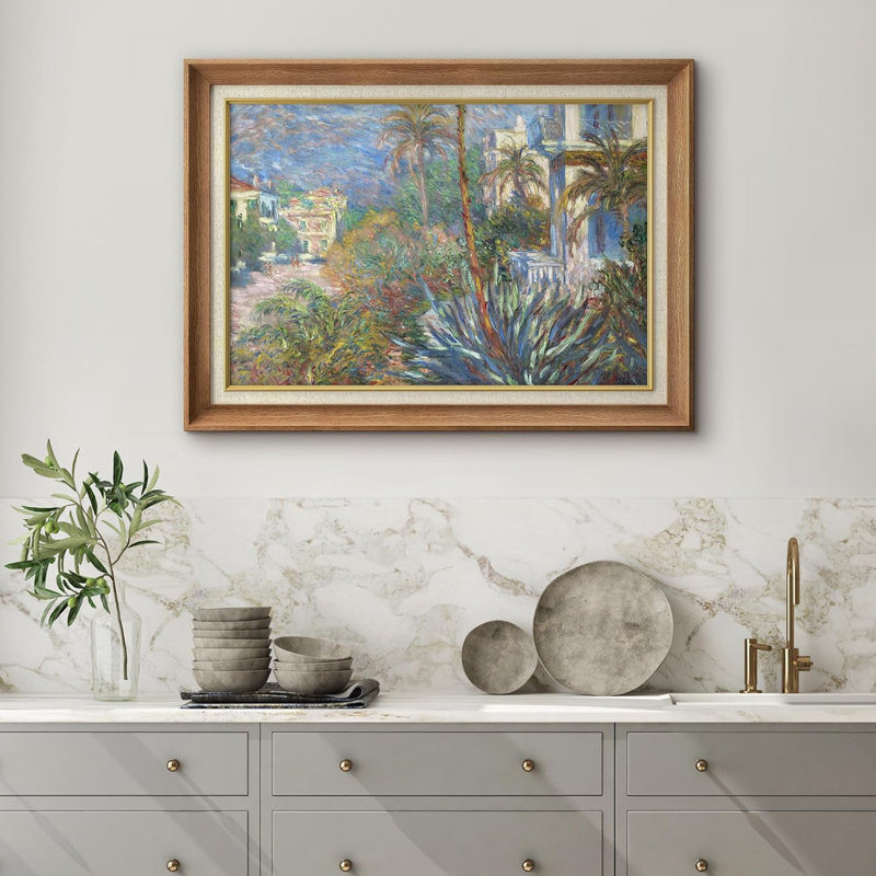 «Rustic Countryside Villa at Bordviera» par Claude Monet - reproduction d'un seul cadre, Encadré naturel, Pas de tapis