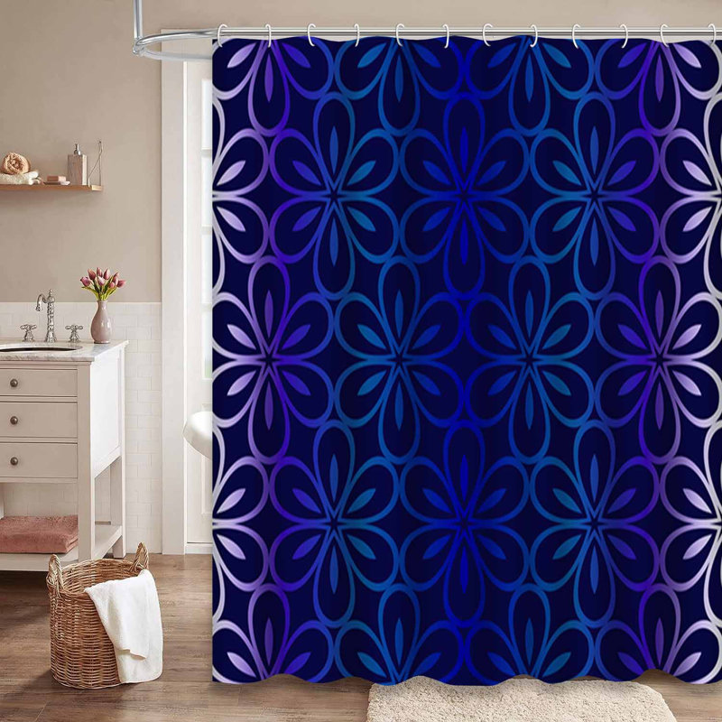 Rideau de douche bleu foncé à 12 crochets, 72" L x 78" W