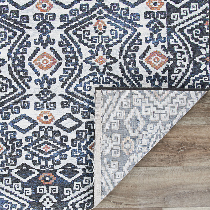 Tapis décoratif Ivoire géométriques bastioni, Rectangle 5 pi 3 po x 7 pi 6 po