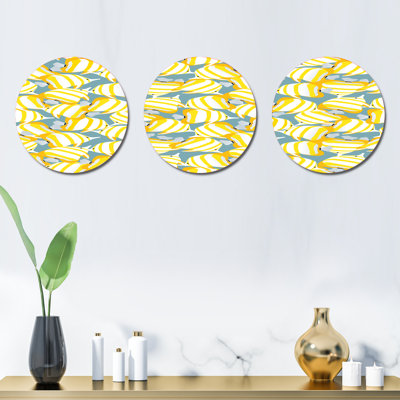 Motif de poissons jaunes - ensemble de 3 impressions