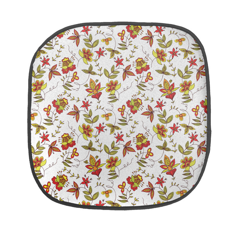 Outdoor 1.38'' Dining Chair Seat Cushion, White/Yellow