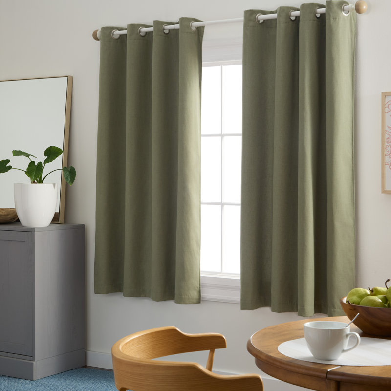 TOWN & COUNTRY BASICS SELENA Solid Linen Texture Indoor Curtains 2-Pack , Sage Green, 50" W x 84" L