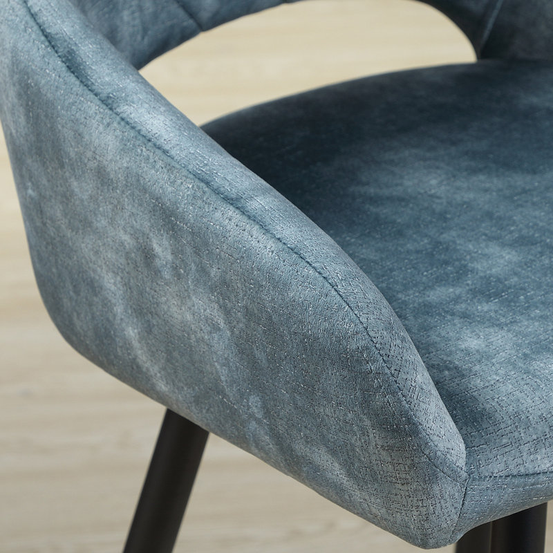 Upholstered Counter Stool with Metal Frame, Blue