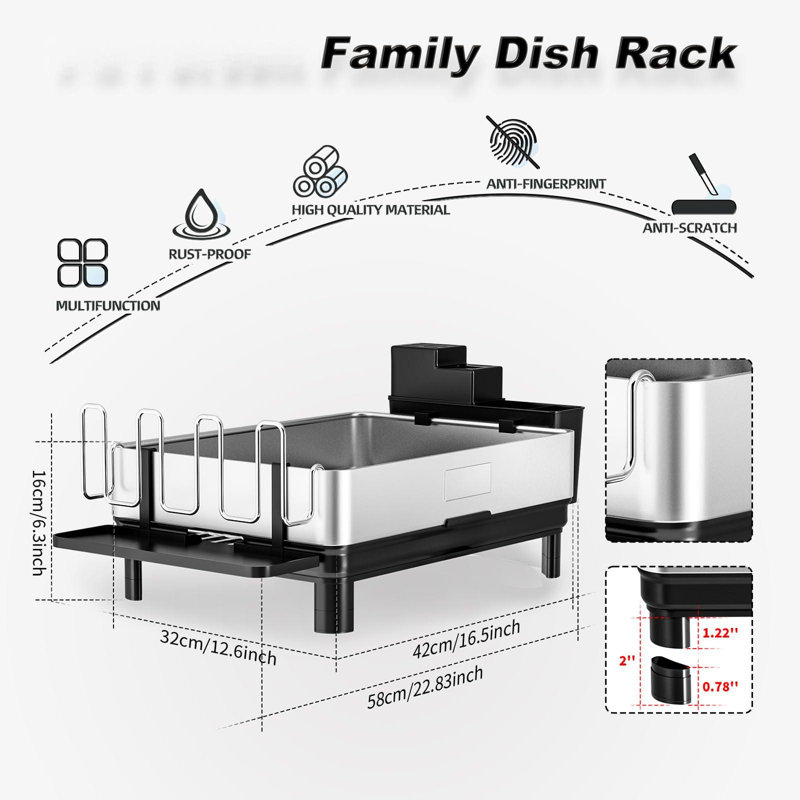 Dish Drying Rack,  Dish Drainers (Black), Black