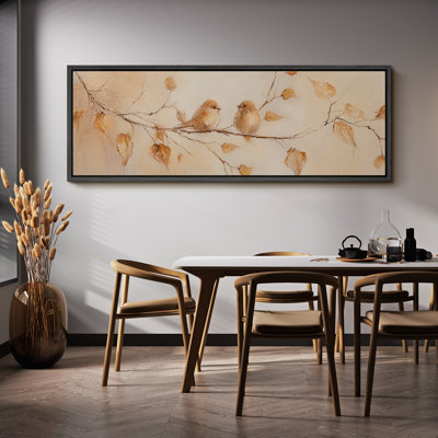 Grande impression sur toile encadrée, reproduction d'oiseaux neutres pour décoration de maison de vacances moderne