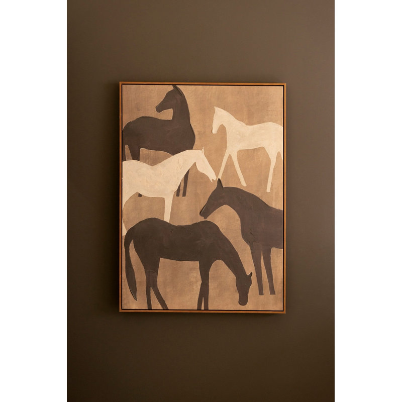  Décoration murale encadrée en bois, cinq chevaux, décor décoratif mural pour spa ou salle de bain