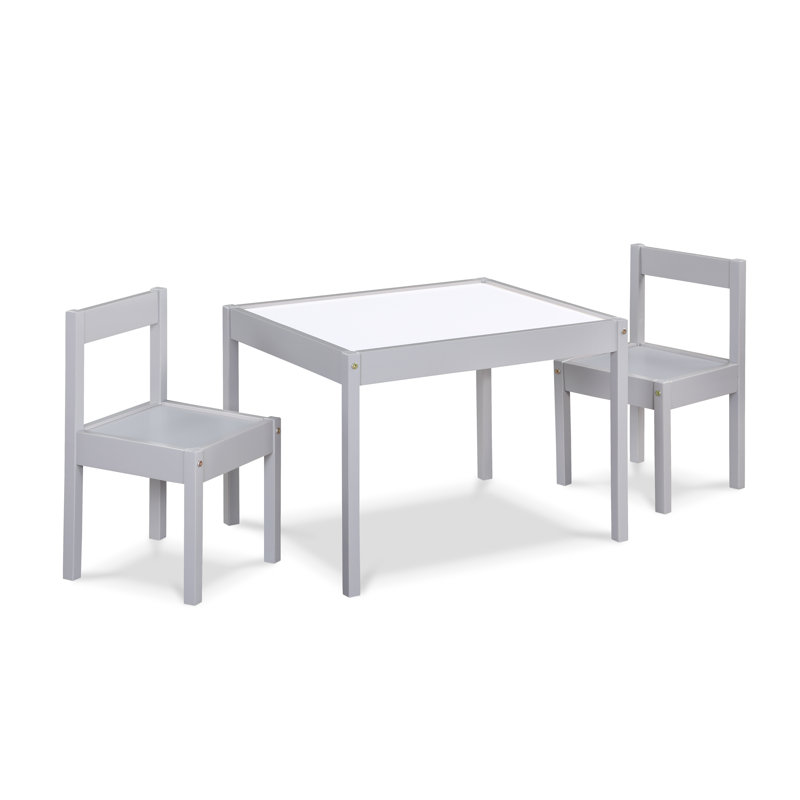 Gibson Kids 3-Piece Dry Erase Table & Chair Set, Gray