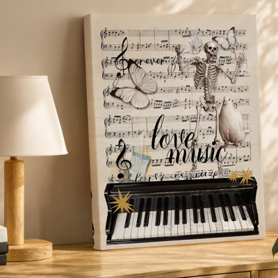 Canvas Create A Visually Rich Collage Featuring A Textured Background Of Wall Art Vintage Sheet Music In Warm Beige And Cream Tones Canvas Wall Art