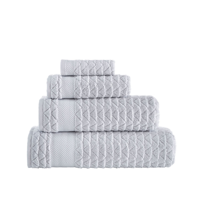 Turkish Cotton Plush Jacquard Hand Towel, Silver