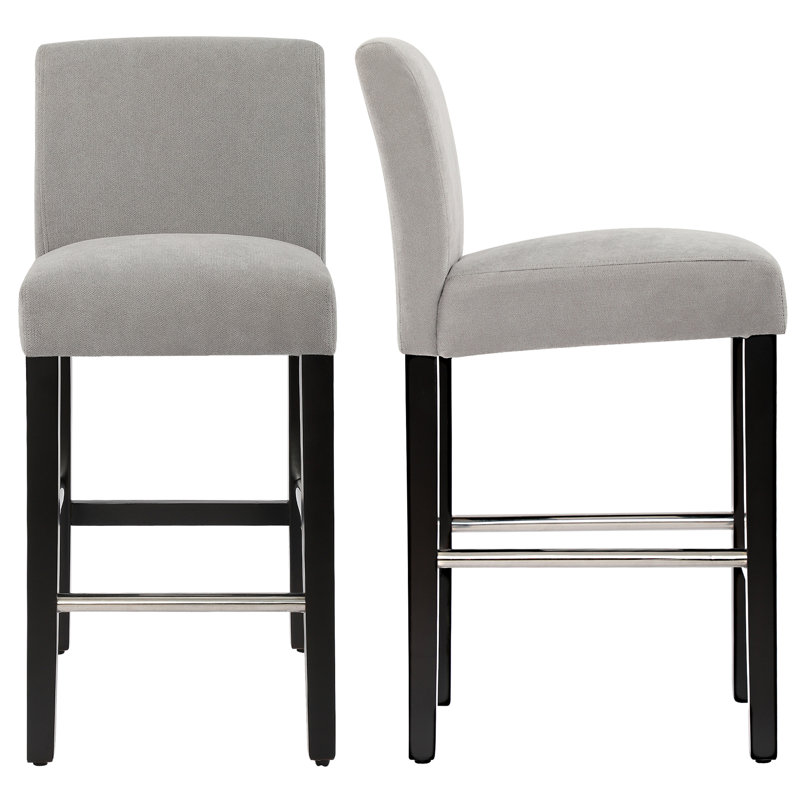Kaid Upholstered Counter Stool, Light Grey