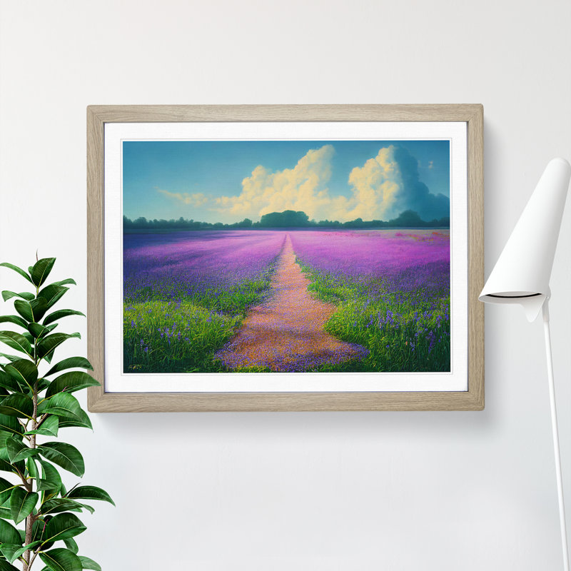 Fantastic Bluebell Field - Single Picture Frame Painting, 25cm H x 34cm W x 2cm D, Oak