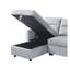 Canapé-lit modulaire réversible en velours gris clair de 81,5 po Ruby avec méridienne de rangement et poche latérale