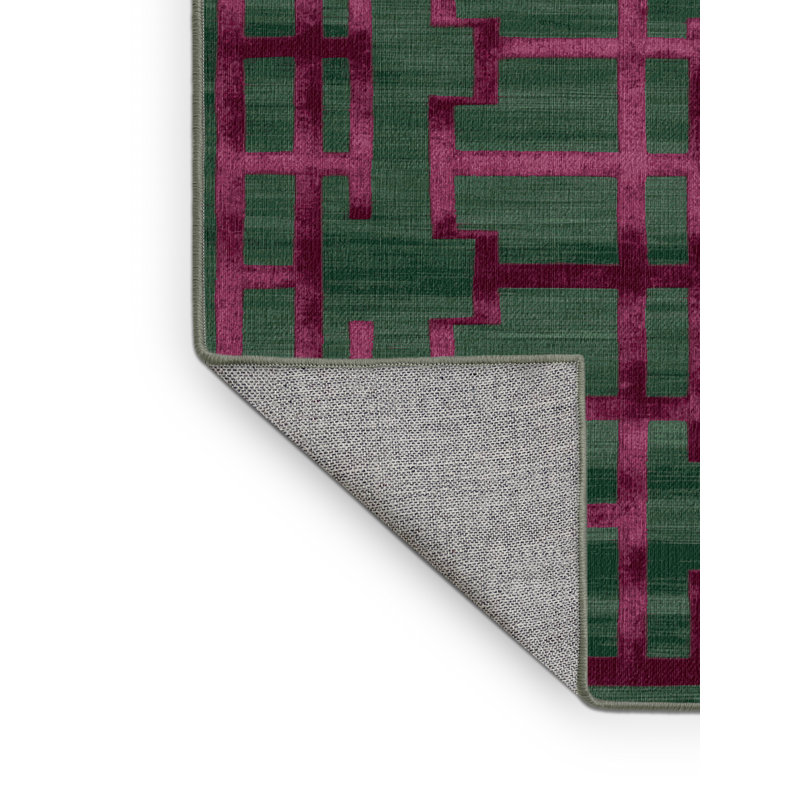 Machine Washable Trellis Green Area Rug, Square 8'