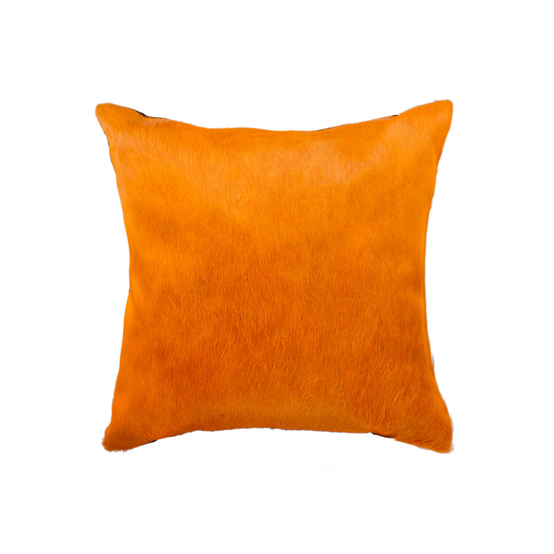 Torino Cowhide Pillow | 1-Piece | Orange | 18"x18", Orange, 20" H x 20" W