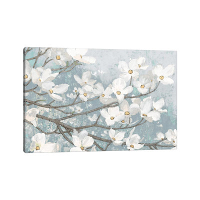 Dogwood Blossoms II In Blue Grey Crop by Arty Guava - Print on Canvas