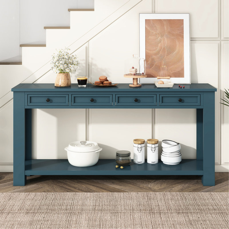 Console de couloir bleu foncé: Rectangulaire avec tiroir, Bleu très foncé