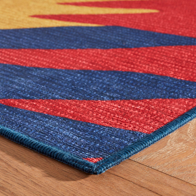 Graphic Multi Machine Washable Rug, Rectangle 4' x 6'