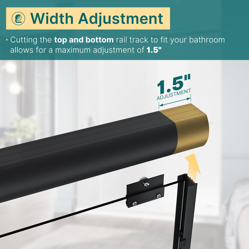 54"W x 72"H Double Sliding Shower Door With 1/4'' Clear Tempered Glass,  Matte Black