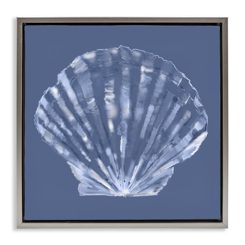 «Blue Nova Seashell», art mural encadré flottant par Julie Derice, Gris, H 18 po x l 18 po