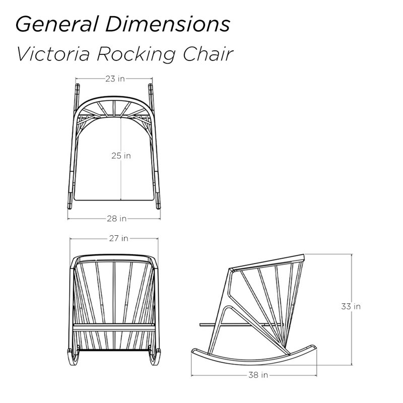 Chaise berçante en bois massif Victoria, Noyer, Drom 50