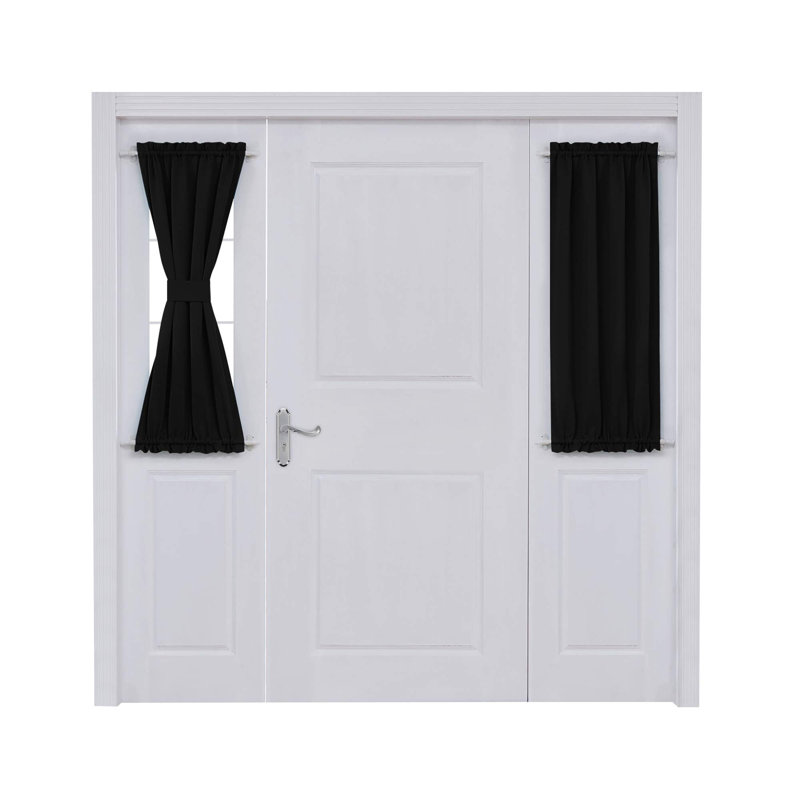 Room Darkening Door Thermal Insulated Rod Pocket Blackout Curtains for Doors, 25" W x 40" L, Black