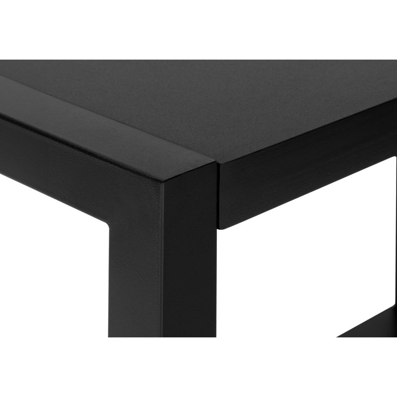 Table d'appoint étroite 2, stratifié noir et pieds en métal, pour tout espace de vie à 2 niveaux