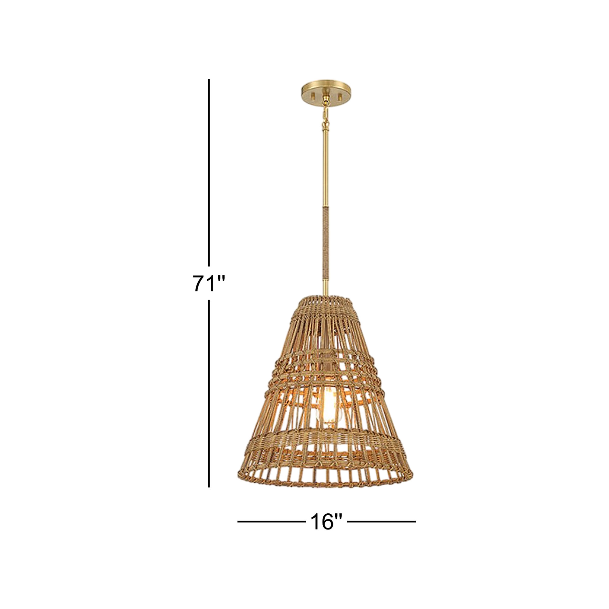 Lumini Single Light Natural Rattan Dimmable Pendant