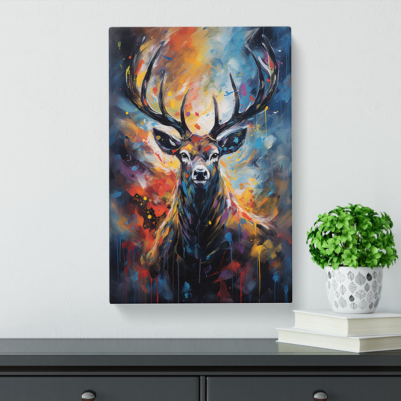 Deer Abstract Art - Wrapped Canvas, 60cm H x 40cm W x 3cm D